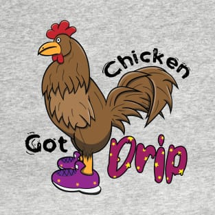 Chicken With Shoes Brown Purple DRIP T-Shirt